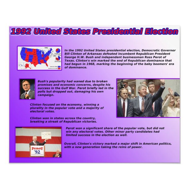 Impression Photo Élection présidentielle des États-Unis de 1992 (Devant)