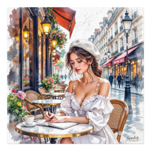 Impression Photo Élégance des Parisiennes : Ambiance des Cafés de R