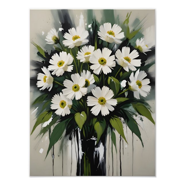 Impression Photo Élégance Simple : Marguerites Blanches dans un Vas (Devant)