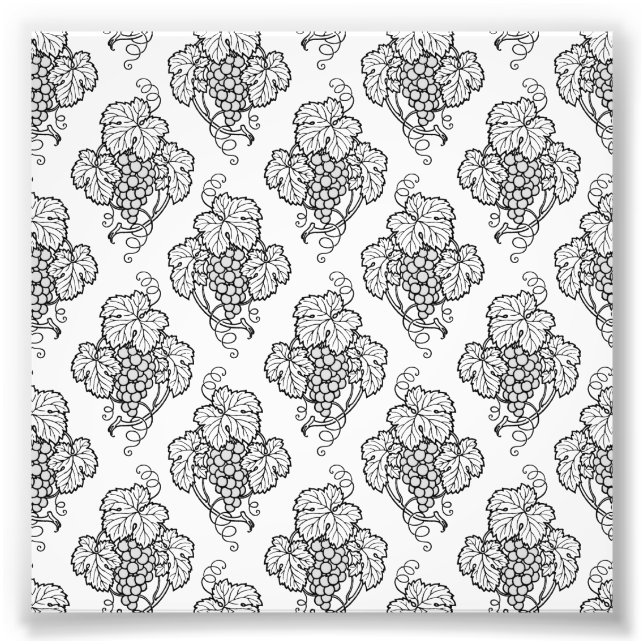Impression Photo Elegant Black White Grape Bunches Wine Fruit Lover (Devant)