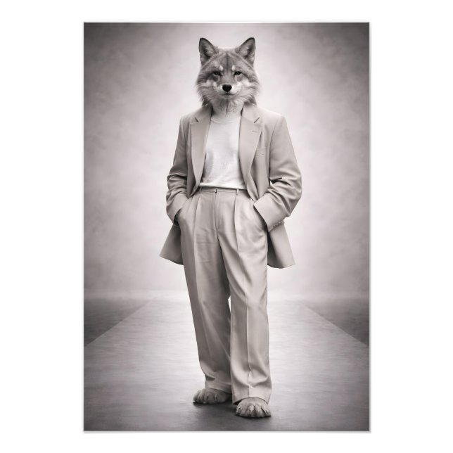 Impression Photo Elegant Fox in Light Modern Suit Portrait (Devant)