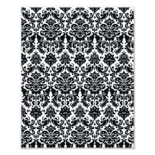 Impression Photo Elégant noir blanc Vintage Damask motif