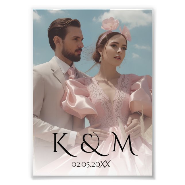 Impression Photo Elegant Pastel Vintage picture Wedding  (Devant)