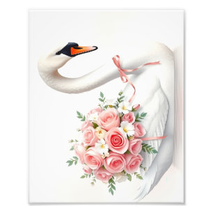 Impression Photo Elegant Swan with Roses
