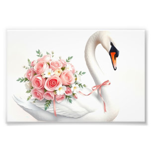 Impression Photo Elegant Swan with Roses