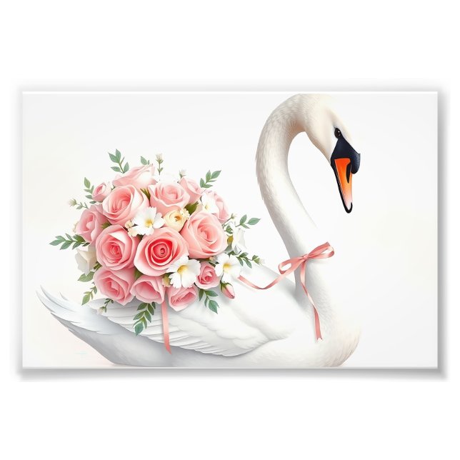 Impression Photo Elegant Swan with Roses (Devant)