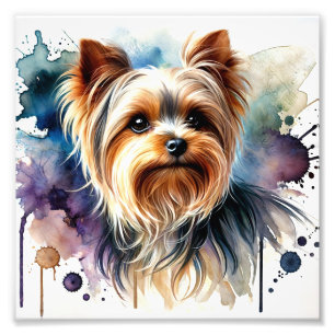 Impression Photo Elégant Yorkshire Terrier Aquarelle Art