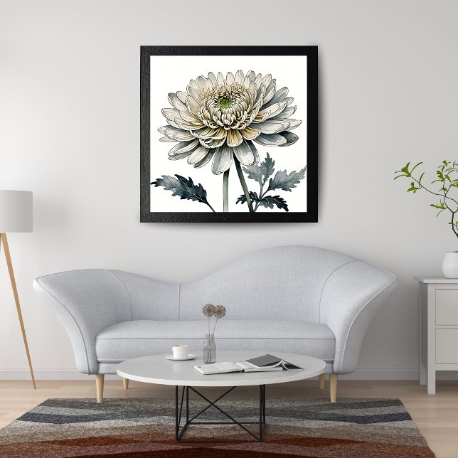 Impression Photo Elégante aquarelle blanche Chrysanthème (Créateur téléchargé)
