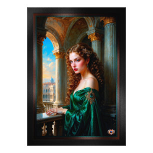 Impression Photo Élégante femme de la Renaissance en robe verte