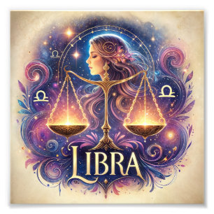 Impression Photo Elégante Libra Zodiac Art