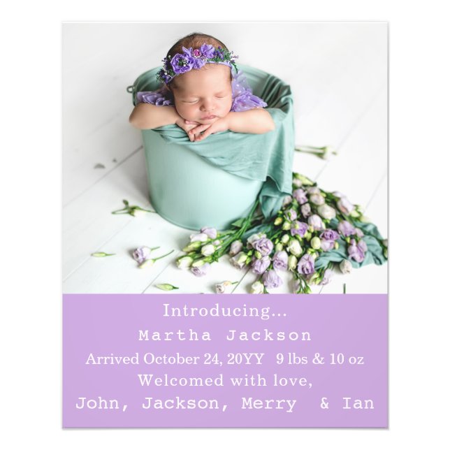 Impression Photo Élégante nouvelle-née fille Naissance Nourriture N (Devant)