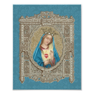 Impression Photo Élégante Vierge Marie Immaculée Coeur Religieux