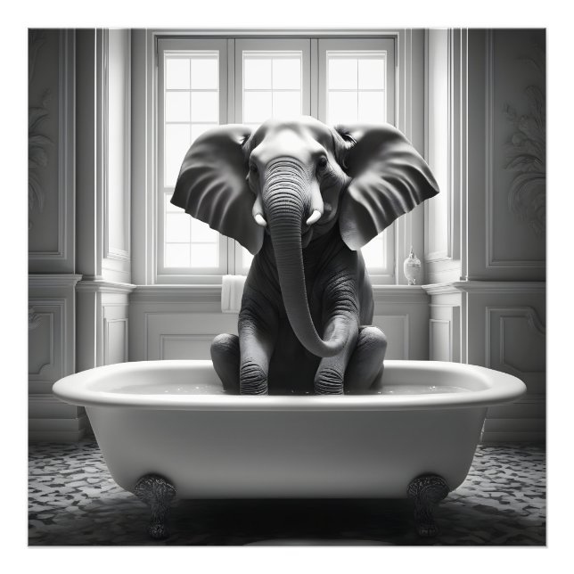 Impression Photo Eléphant dans le bain (Devant)