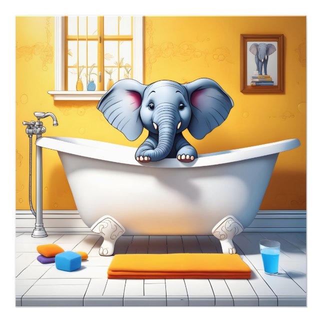 Impression Photo Eléphant dans le bain (Devant)