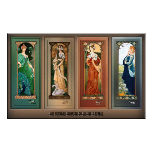 Impression Photo Élisabeth Sonrel Art Nouveau Maiden Bird Series