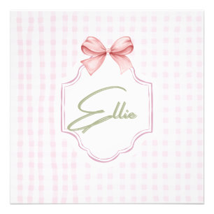 Impression Photo Ellie Nœud Rose Personnalisé & Imprimé Gingham