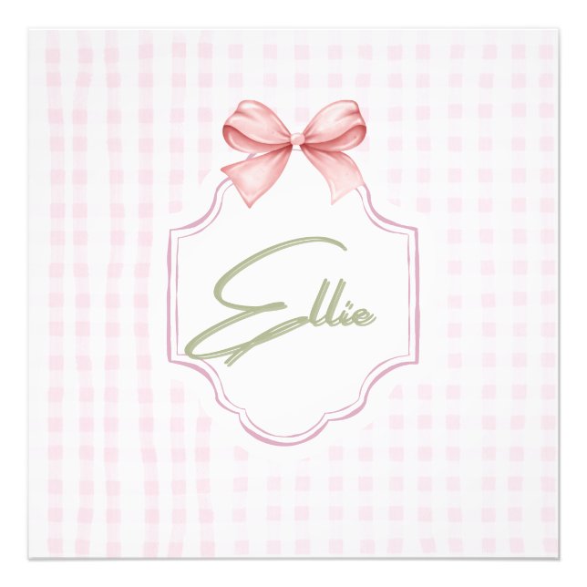Impression Photo Ellie Personnalisée Pink Bow & En vichy Imprimer (Devant)