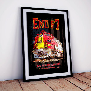 Impression Photo EMD F7 Santa Fe Warbonnet avec drapeau américain.