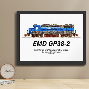 Impression Photo EMD GP38-2 Locomotive diesel GATX bleu et blanc