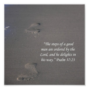 Impression Photo Empreintes sur les psaumes de sable 37:23 Écriture