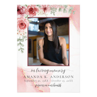 Impression Photo En Mémoire d'amour Blush Fleur rouge funérailles