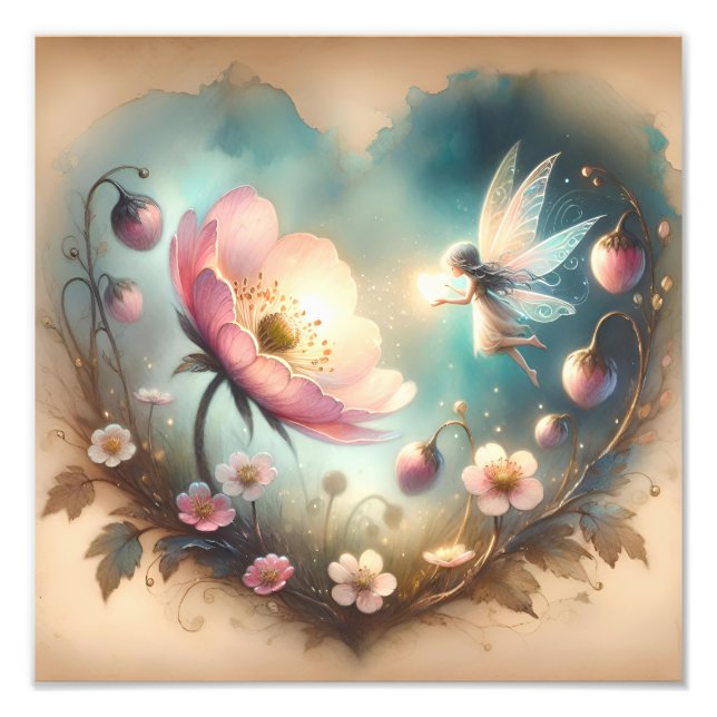 Impression Photo Enchanted Dreamy Fairy and Wildflower Heart (Devant)