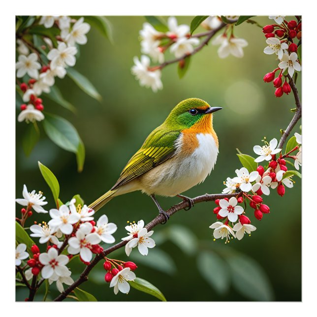 Impression Photo Enchanter l'oiseau des fleurs (Devant)