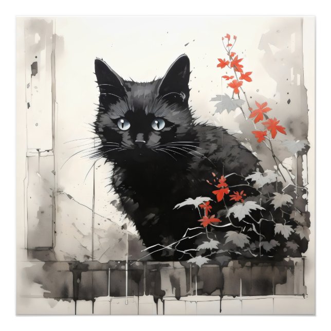 Impression Photo Encre de chat noir (Devant)