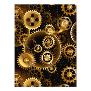 Impression Photo Engrenages en laiton Steampunk sans soudure