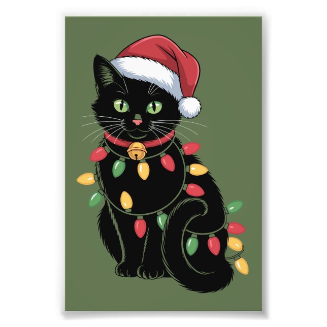 Impression Photo Ensemble de Noël pour amoureux de chat noir Cadeau (Devant)