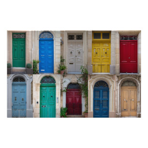 Impression Photo Ensemble de portes d'entrée colorées à Malte