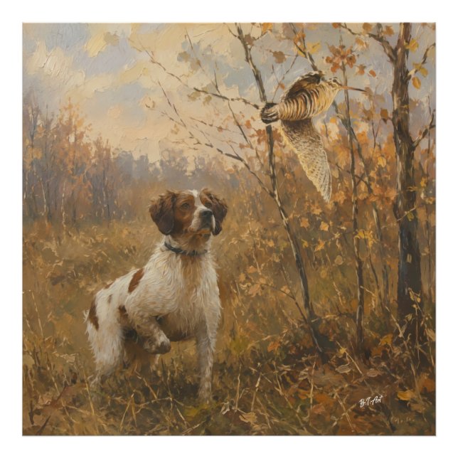 Impression Photo Épagneul Breton – Chasse à la Bécasse Art (Devant)