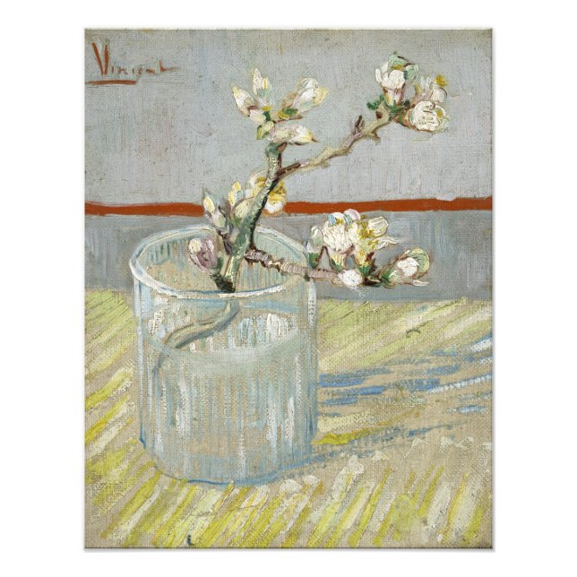 Impression Photo Épingle d'amande à fleurs en verre de Van Gogh (Devant)