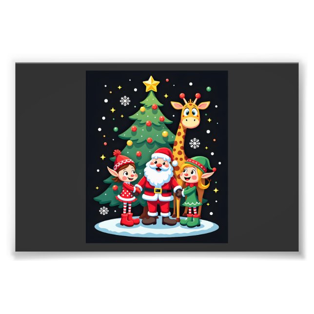 Impression Photo Équipe de Noël Santa Girafe Elf Dabbing Ensemble (Devant)