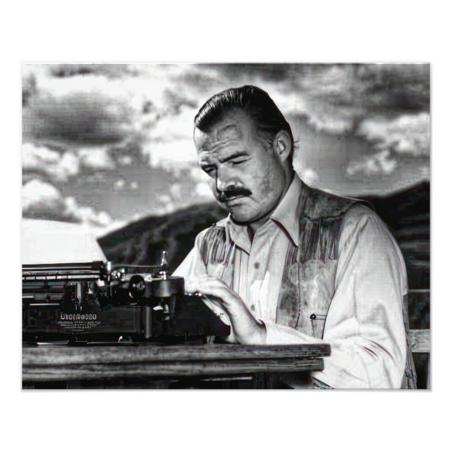 Impression Photo Ernest Hemingway à sa machine à écrire (Devant)