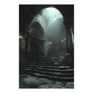 Impression Photo Escalier de Cathédrale Ancienne Brouillard Lumière