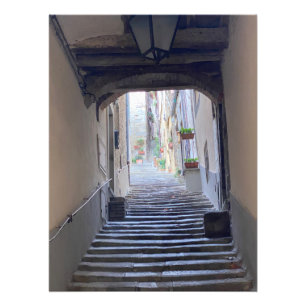 Impression Photo Escalier en Cortona, Italie