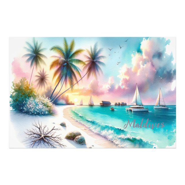 Impression Photo Esquisse de luxe des Maldives | (Devant)