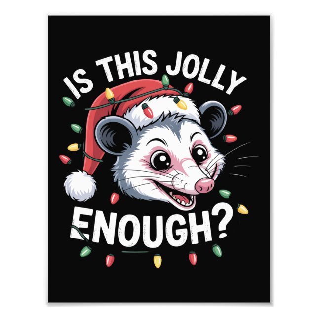 Impression Photo Est-ce assez joyeux ? Noël Opossum Sarcastique (Devant)