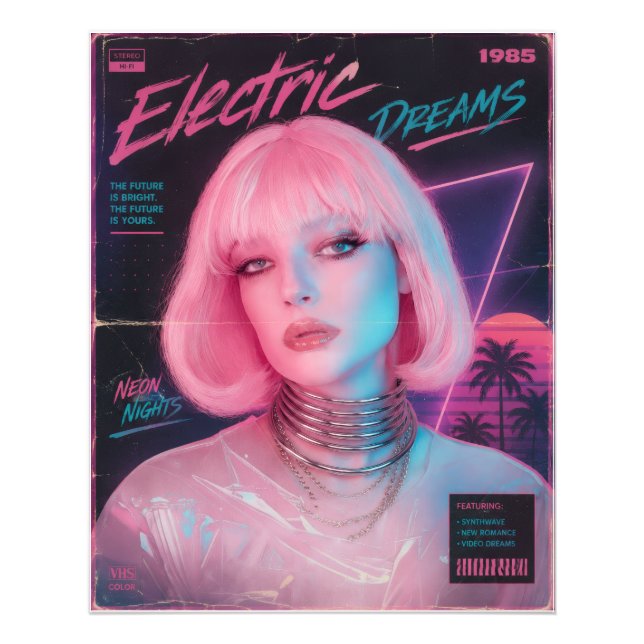 Impression Photo esthétique synthwave rose des années 80  (Devant)