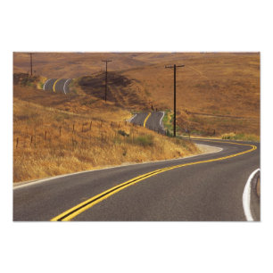 Impression Photo États-Unis, Californie. Route de campagne sinueuse