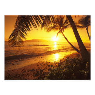 Impression Photo États-Unis, Hawaï, Maui, Coucher de soleil coloré