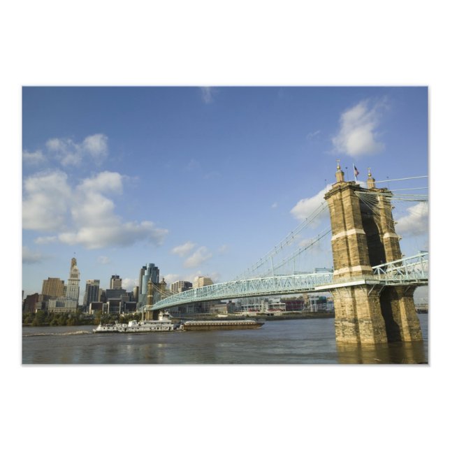 Impression Photo États-Unis, Ohio, Cincinnati : Roebling Suspension (Devant)