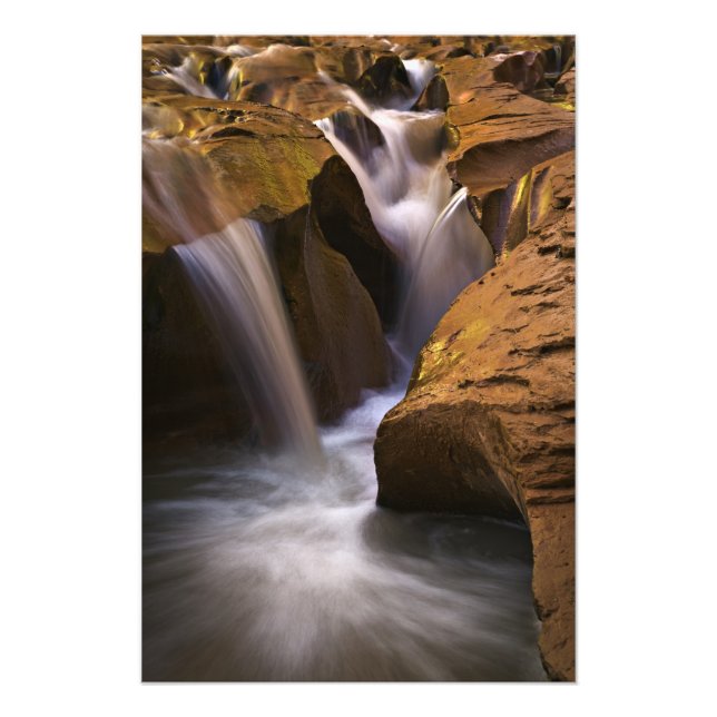 Impression Photo États-Unis, Utah, Escalante Wilderness. Cascade en (Devant)