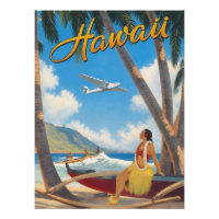 Évasion Aloha de la fille hula hawaïenne vintage p