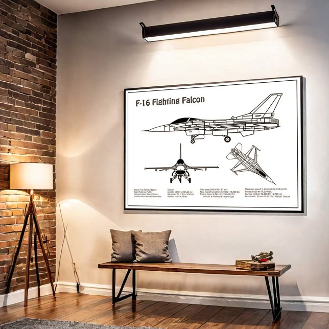 Impression Photo F-16 Faucon de combat - Plan directeur de l'avion  (Créateur téléchargé)