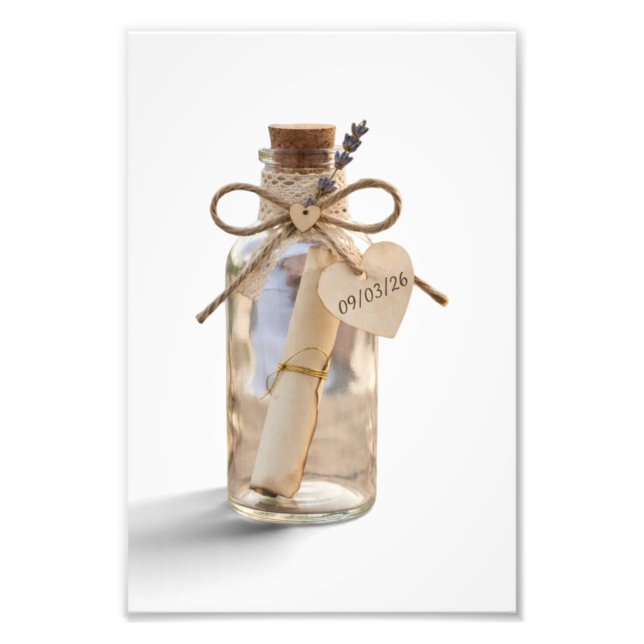 Impression Photo Faire-part de mariage Message dans une bouteille ( (Devant)
