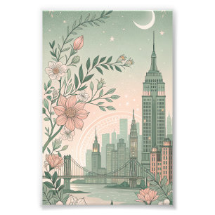 Impression Photo Faire-part de mariage Skyline Vert Sauge