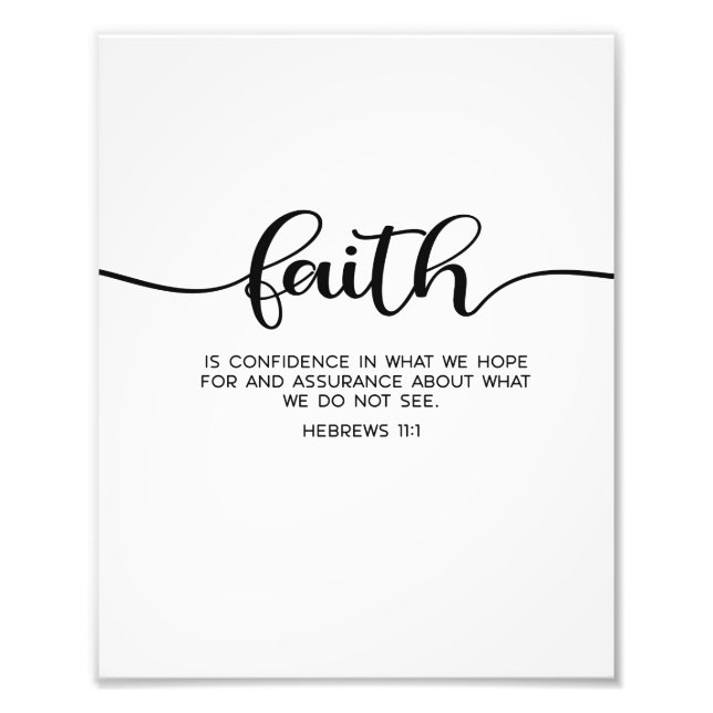 Impression Photo Faith Wall Art, Verse de la Bible, Hébreux 11:1 (Devant)