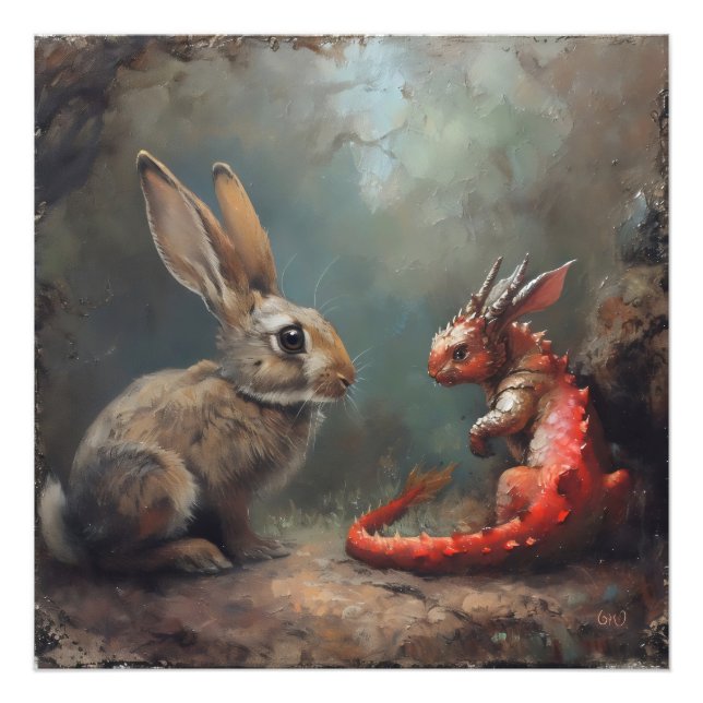 Impression Photo Fantaisie du dragon et du lapin (Devant)